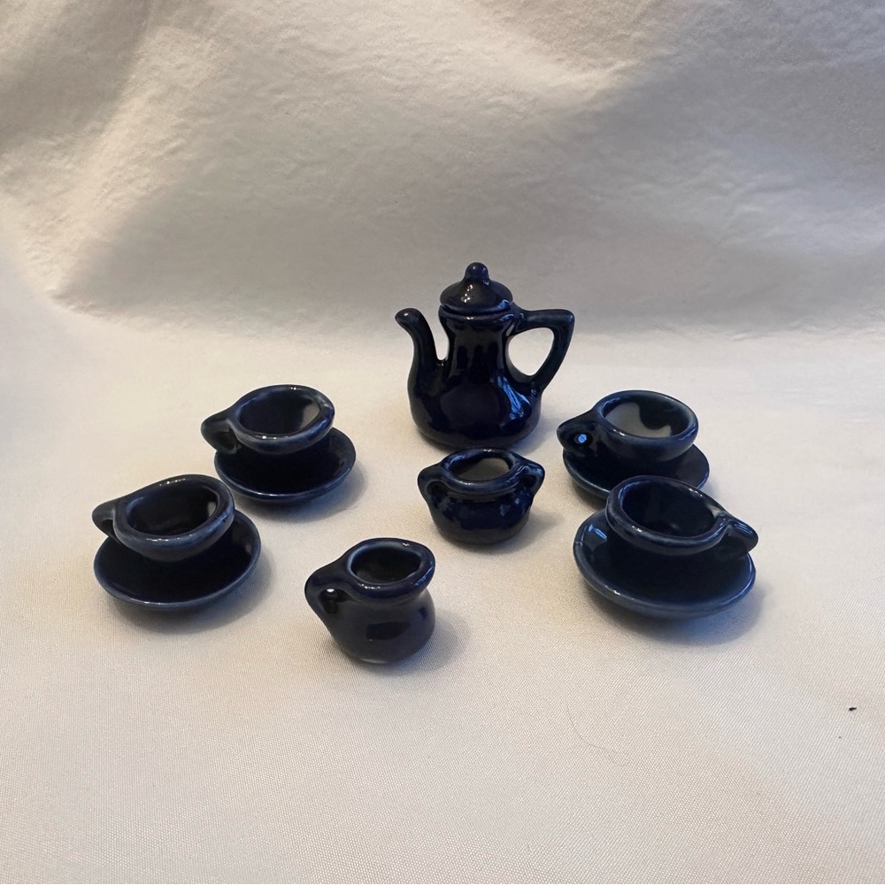 Midnight Blue Miniature Tea Set 1:12 scale for Barbie’s or other dolls
